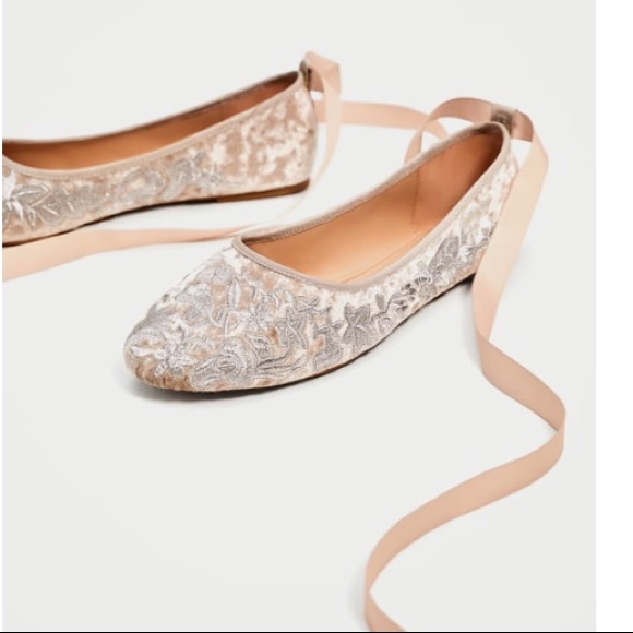 RETRO ZARA FLORAL EMBROIDERED BALLERINAS BRAND NEW - Picture 7 of 8